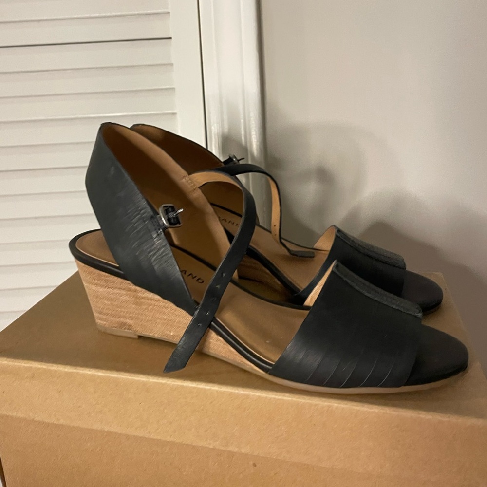 Black and tan wedges, Lucky Brand, Worn once!